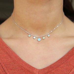 Sterling silver opal choker necklace